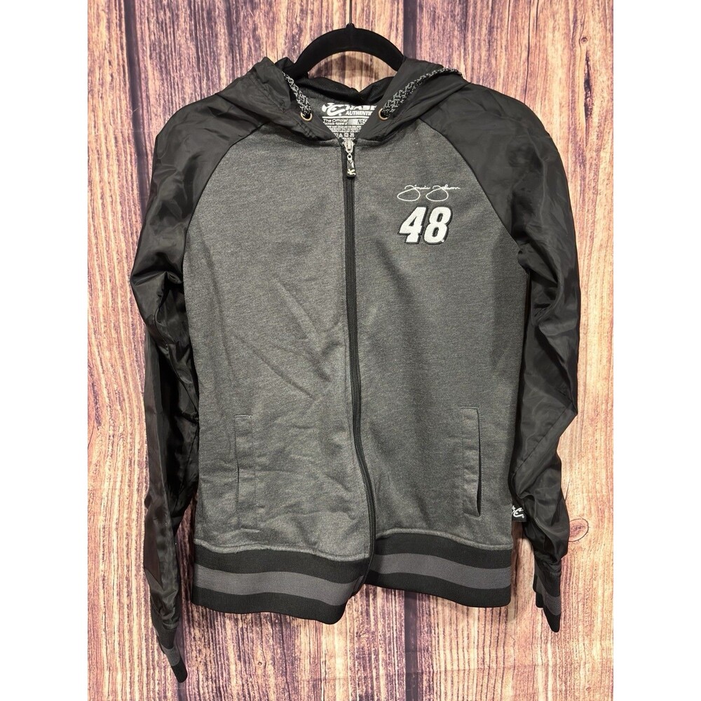 Jimmie Johnson 48 Official NASCAR Jacket Sz M Grey Black Motorsports Racing